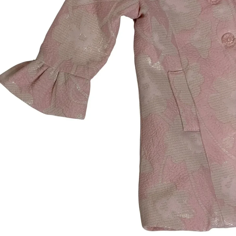 Biscotti Jacket Coat Baby Girl Infant Dressy Ruffle Pink Silver 6 Month